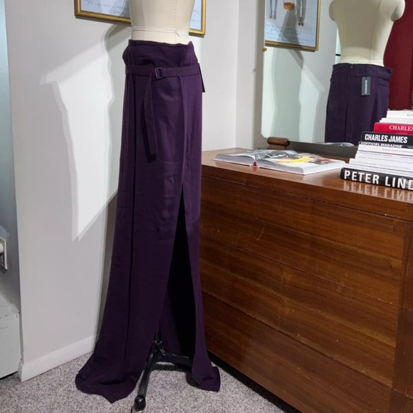 1200$ ANN DEMEULEMEESTER MAXI SKIRT SLIT SIZE 38 PURPLE - Picture 1 of 13